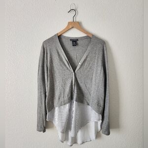 Chelsea & Theodore Women's Medium Open Knit Faux Layered Career Casual Cardigan